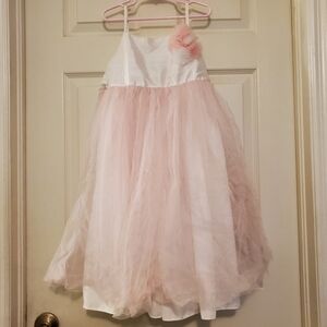 Girls White & Pink Polyester Tutu Dress with Tutu Cherokee